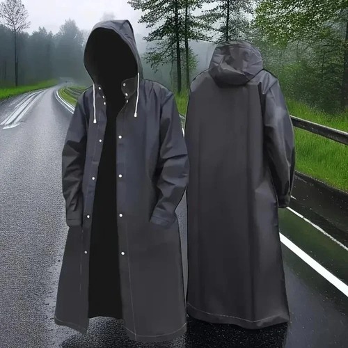 Waterproof long black raincoat - waterproof,