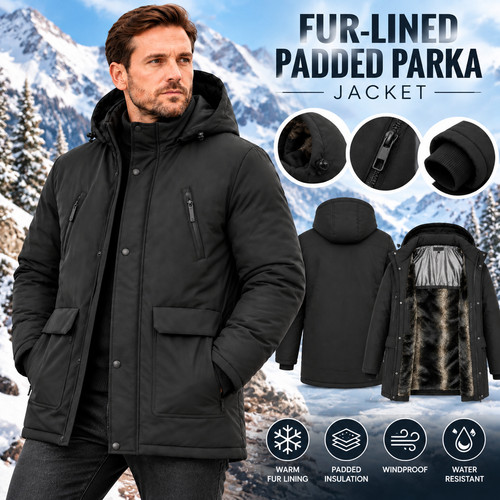 Men fur lined padded - fur,