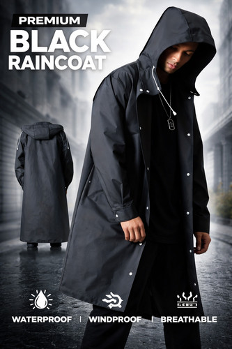 Waterproof long black hooded - waterproof,